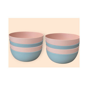 Set of 8 | Mainstays Plastic Cereal Salad Bowls, Cherry Blossom / Gray 38 oz